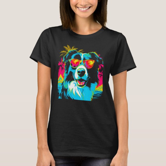 Border Collie Dog Sunglasses T-Shirt (Vorderseite)