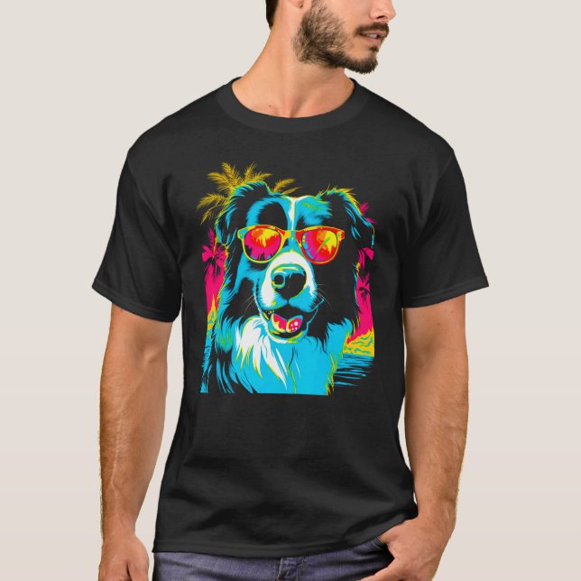 Border Collie Dog Sunglasses T-Shirt (Vorderseite)