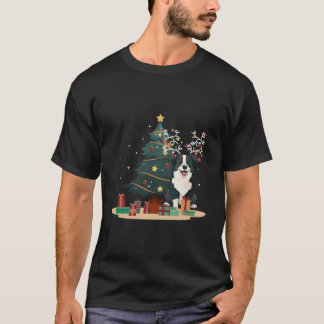 Border Collie Dog Tree Christmas Sweater Pet Dog L T-Shirt