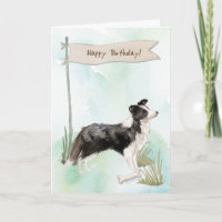 Border Collie Dog unter Geburtstagszeichen