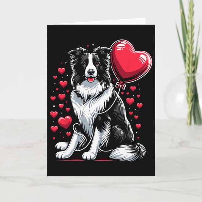 Border Collie Dog Valentine's Day Dog Owner Valent Karte (Vorderseite)