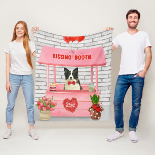 Border Collie Dog Valentine's Day Kissing Booth Fleecedecke