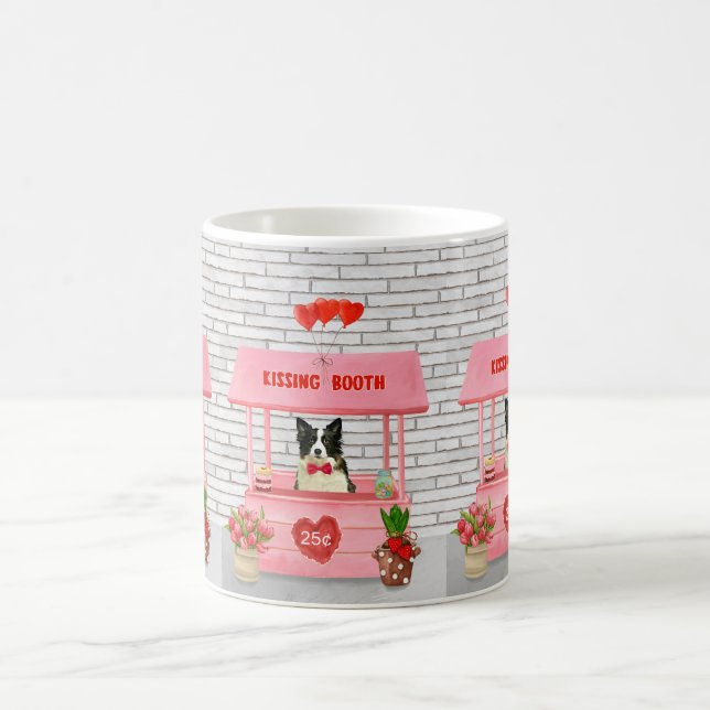 Border Collie Dog Valentine's Day Kissing Booth Kaffeetasse (Mittel)