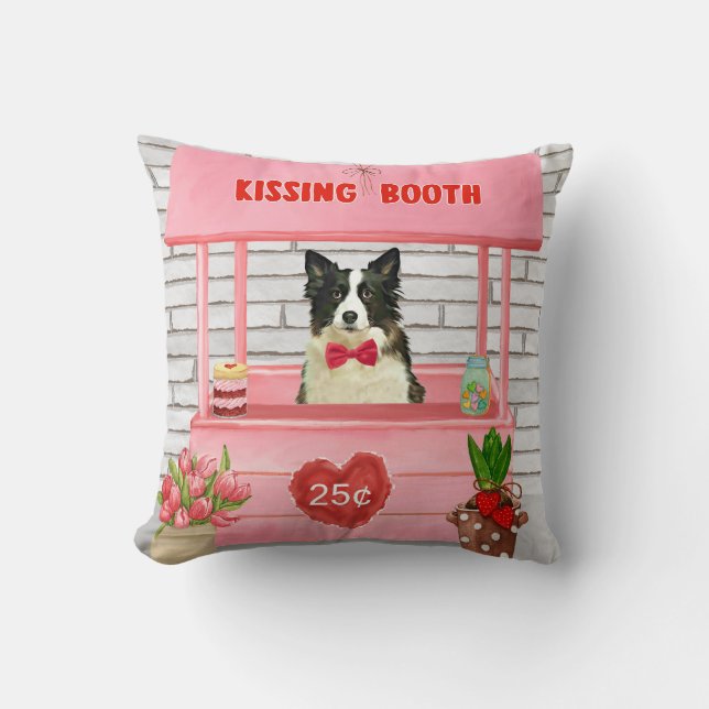 Border Collie Dog Valentine's Day Kissing Booth Kissen (Vorderseite)