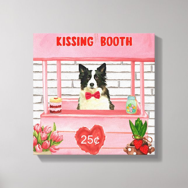Border Collie Dog Valentine's Day Kissing Booth Leinwanddruck (Vorderseite)