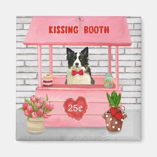 Border Collie Dog Valentine's Day Kissing Booth Magnet (Vorne)