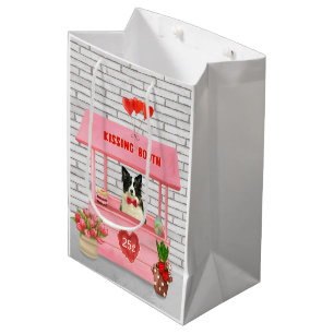 Border Collie Dog Valentine's Day Kissing Booth Mittlere Geschenktüte