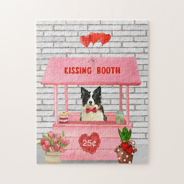 Border Collie Dog Valentine's Day Kissing Booth Puzzle (Vertikal)