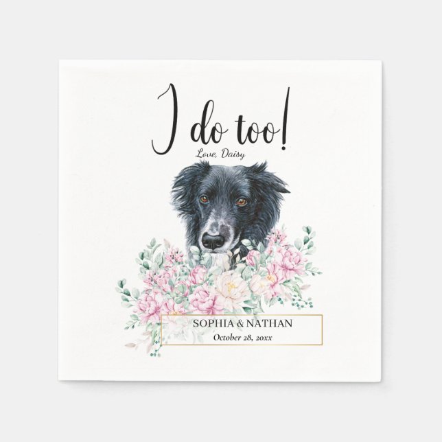 Border Collie Dog Wedding Cocktail Napkins Serviette (Vorderseite)