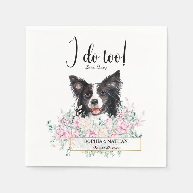 Border Collie Dog Wedding Cocktail Napkins Serviette (Vorderseite)