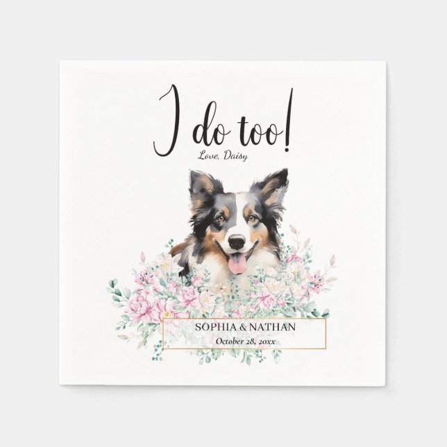 Border Collie Dog Wedding Cocktail Napkins Serviette (Vorderseite)