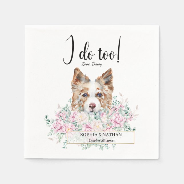 Border Collie Dog Wedding Cocktail Napkins Serviette (Vorderseite)