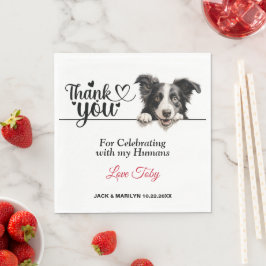 Border Collie Dog Wedding Cocktail Serviette