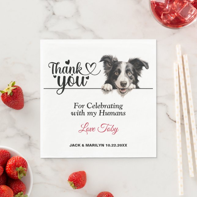 Border Collie Dog Wedding Cocktail Serviette (Beispiel)
