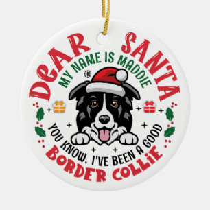 Border Collie Dog Weihnachten Personalisiert Keramik Ornament