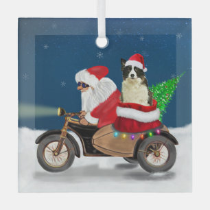 Border Collie Dog Weihnachtsmann Ornament Aus Glas
