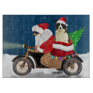Border Collie Dog Weihnachtsmann Schneidebrett