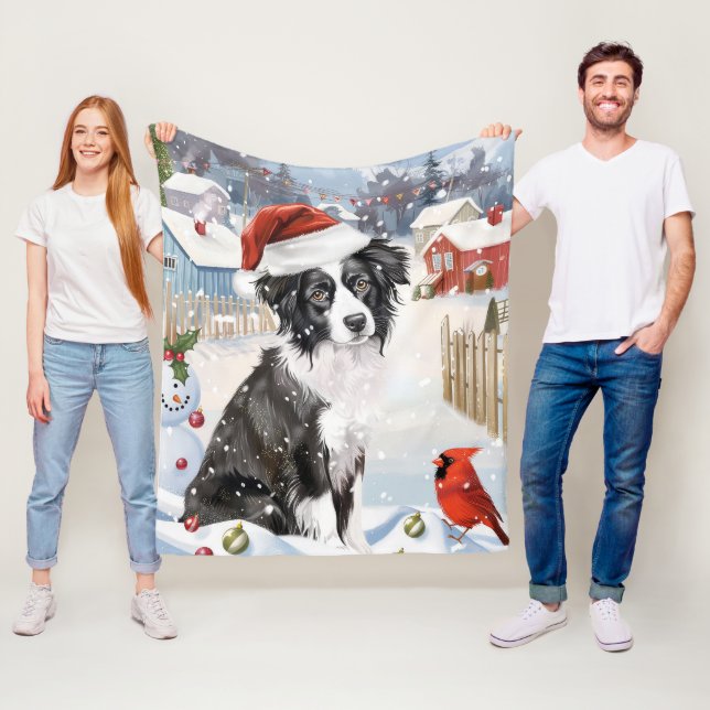 Border Collie Dog Winter Wunderland Weihnachtsfreu Fleecedecke (Beispiel)