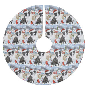 Border Collie Dog Winter Wunderland Weihnachtsfreu Polyester Weihnachtsbaumdecke