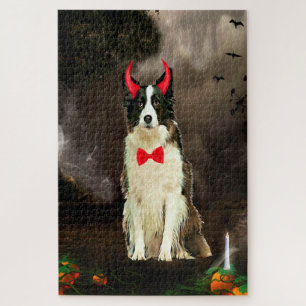 Border Collie Dog zu Halloween-Kostüm Puzzle