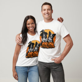 Border Collie Dogs Halloween Kürbislaternen T-Shirt