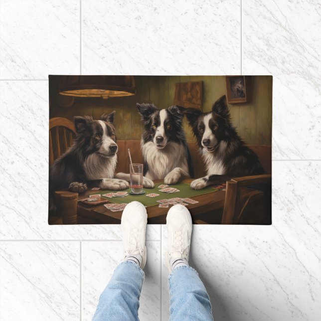 Border Collie Dogs Poker Art Fußmatte (Indoor)