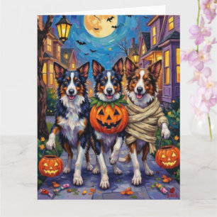 Border Collie Dogs Trick-or-Treating zu Halloween Karte
