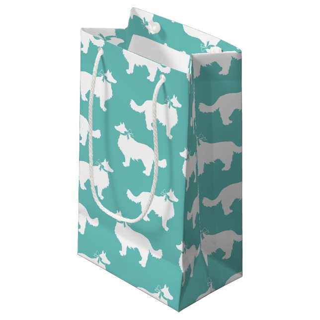 Border Collie Doppy Puppy Kleine Geschenktüte (Vorderseite Schrägansicht)