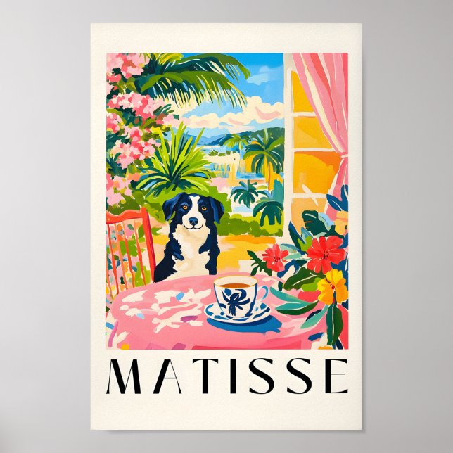 Border Collie Drink Coffee Poster, Funny Kitche Poster (Vorne)