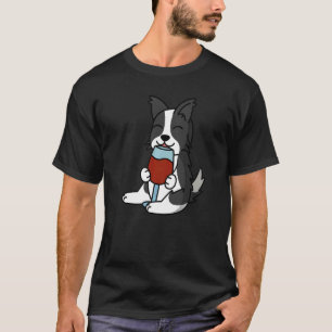 Border Collie Drink Wine Dog T-Shirt