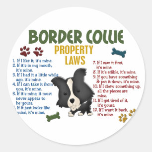 Border-Collie-Eigentums-Gesetze 4 Runder Aufkleber