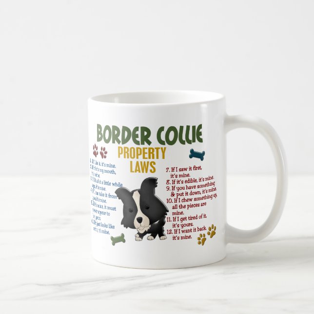 Border-Collie-Eigentums-Gesetze 4 Tasse (Rechts)