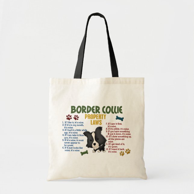 Border-Collie-Eigentums-Gesetze 4 Tragetasche (Vorne)