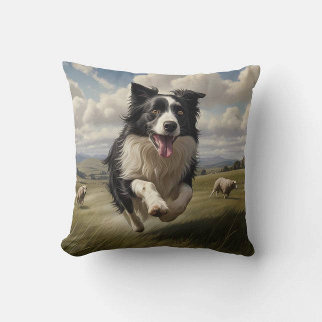 Border Collie Elegant Throw Kissen (Vorderseite)