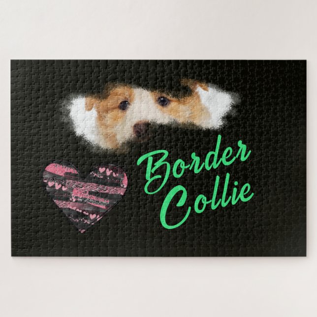 Border Collie Eyes Solid Color 1000 Stück Puzzle (Horizontal)