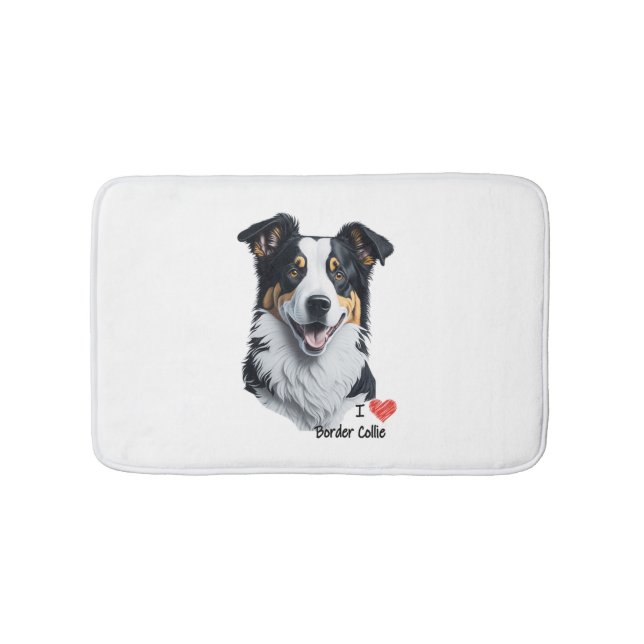 Border Collie face (mit I Liebe Text) Badematte (Vorderseite)