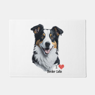 Border Collie face (mit I Liebe Text) Fußmatte