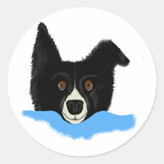 Border Collie Face Runder Aufkleber