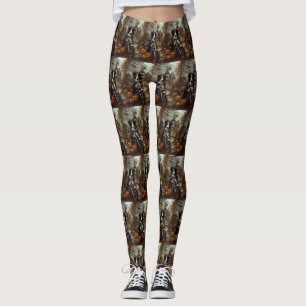 Border Collie fährt Motorrad Halloween Gruselig Leggings