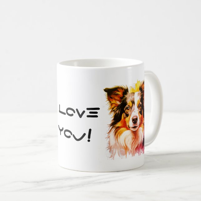Border Collie Family Dog Personalize Text Kaffeetasse (VorderseiteRechts)