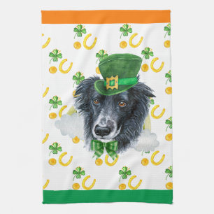 Border Collie Ferienhaus Dekoration St. Patrick's  Geschirrtuch