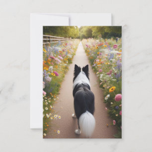 Border Collie Flat Note Card mit Umschlag Mitteilungskarte