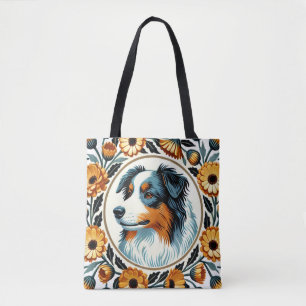 Border Collie Flower Garden