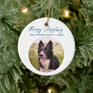 Border Collie Foto Family Frohe Weihnachten Keramik Ornament