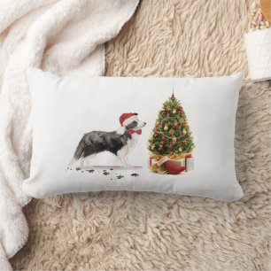 Border Collie Funny Christmas Dog mit Baum Lendenkissen