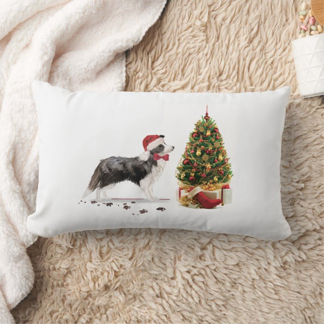 Border Collie Funny Christmas Dog mit Baum Lendenkissen (Decke)