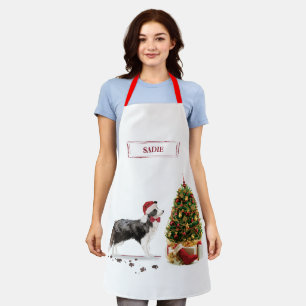 Border Collie Funny Christmas Dog mit Baum Schürze