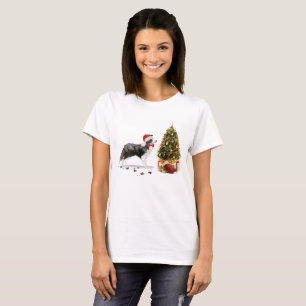 Border Collie Funny Christmas Dog mit Baum T-Shirt