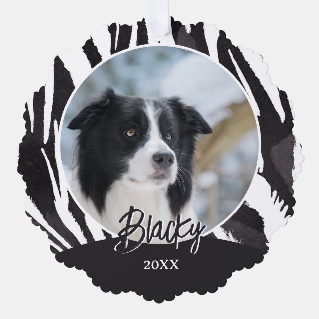 Border Collie Fur Muster Foto Weihnachten Ornament Karte (Vorderseite)