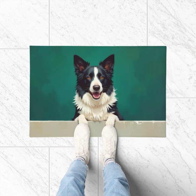 Border Collie Fußmatten Kunst Fußmatte (Indoor)